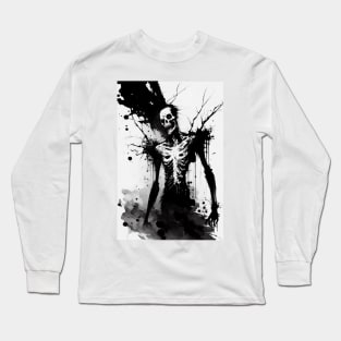 Scary Inky Skeleton Long Sleeve T-Shirt